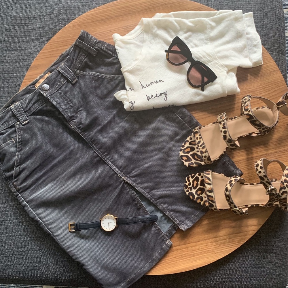 EUC designer denim corduroy skirt Yanuk